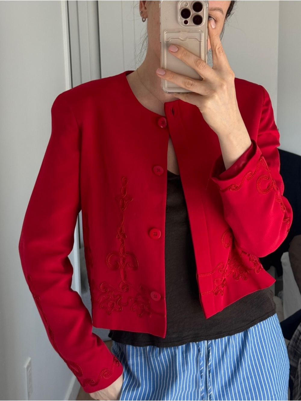 Red Embroidered Women’s Jacket